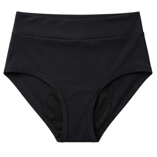 Calcinha absorvente adulta preta de cintura alta –frente