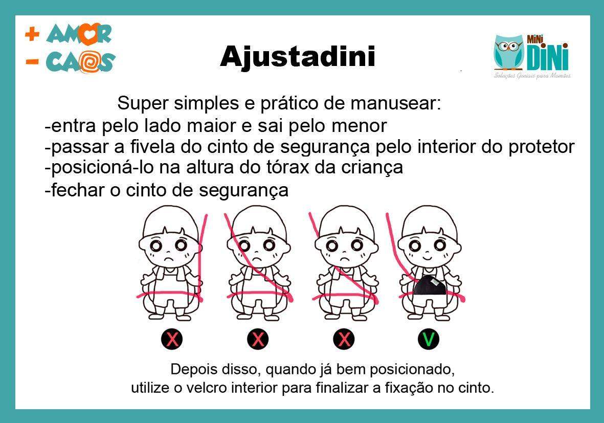 AJUSTADINI - Ajuste de Cinto de Segurança - Conforto Sem Arranhões - Minidini