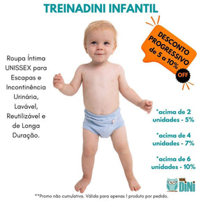 TREINADINI INFANTIL - Cueca/Calcinha de Treinamento- Desfralde Seguro e Confortável - Minidini