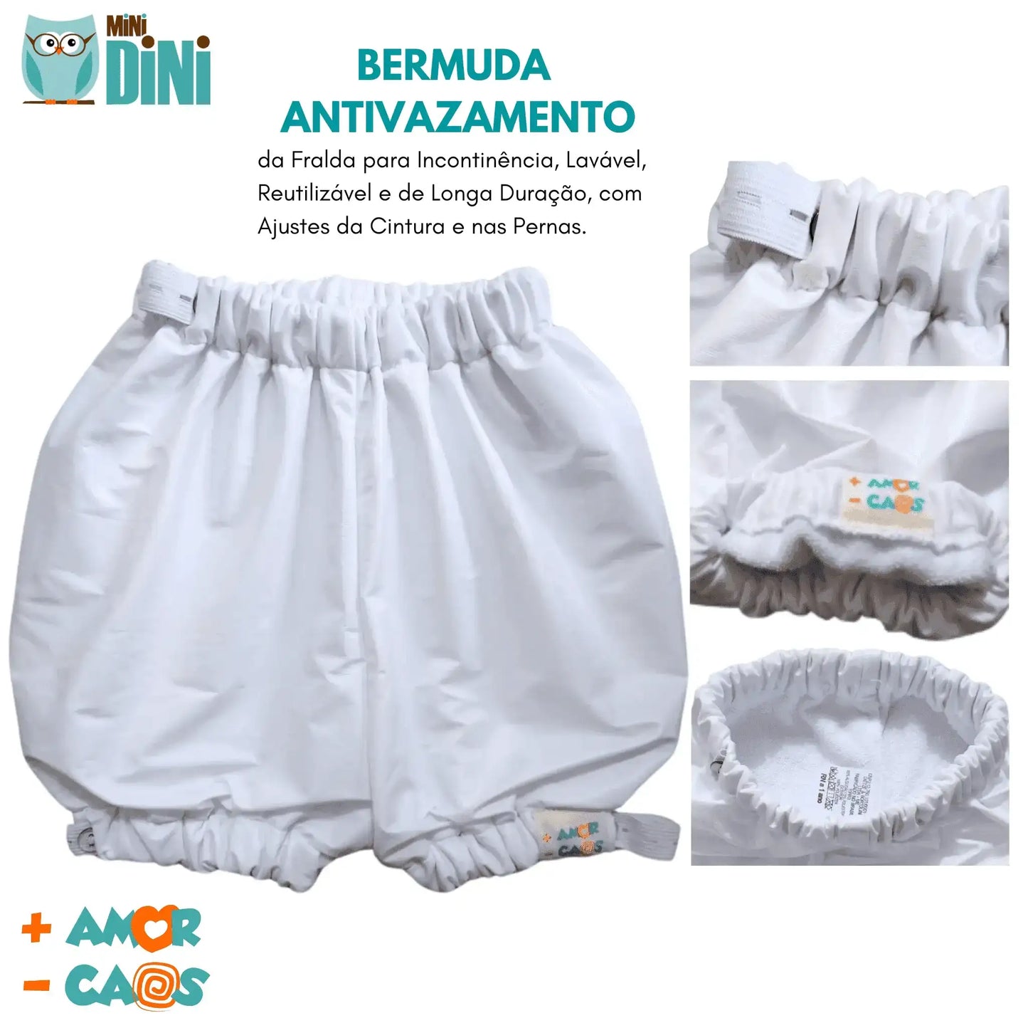 KIT CAMA SECA INFANTIL - Proteção Completa para Incontinência (Protetor de Colchão Solteiro + Bermuda Antivazamento) - Minidini