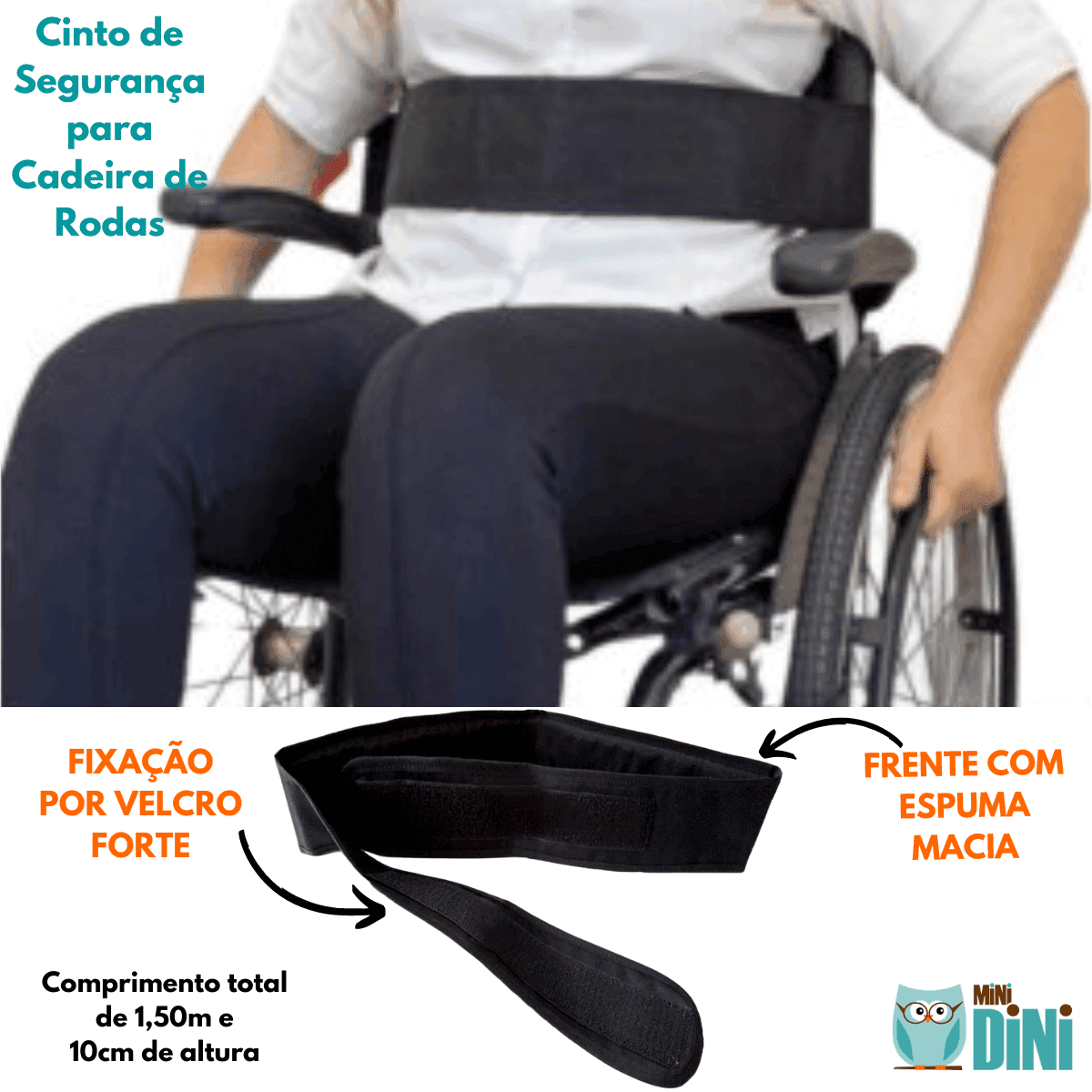 CINTO de Segurança Universal - Suporte de Tronco para Cadeira de Rodas e Cadeiras - Infantil e Adulto - Minidini