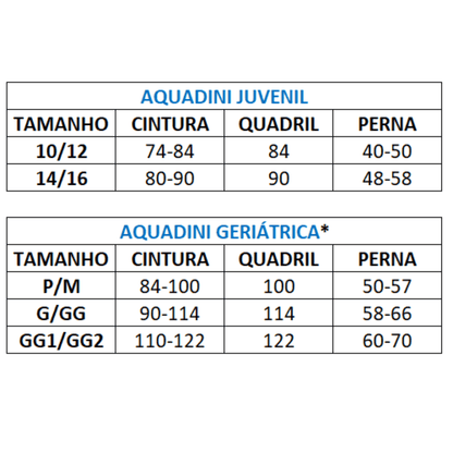 AQUADINI GERIATRICA - Fralda de Piscina Reutilizável - Tamanhos Especiais e Geriátricos - Minidini