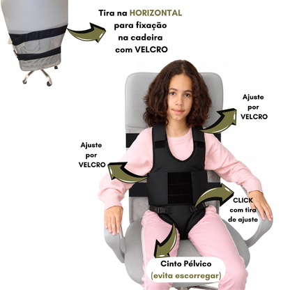 Colete Postural - para Cadeira ou Carro - Suporte de Tronco Ajustável - Conforto e Segurança
