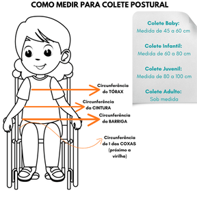 COLETE POSTURAL - para Cadeira OU Carro - Suporte de Tronco Ajustável - Conforto e Segurança