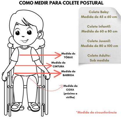 Colete Postural - para Cadeira ou Carro - Suporte de Tronco Ajustável - Conforto e Segurança
