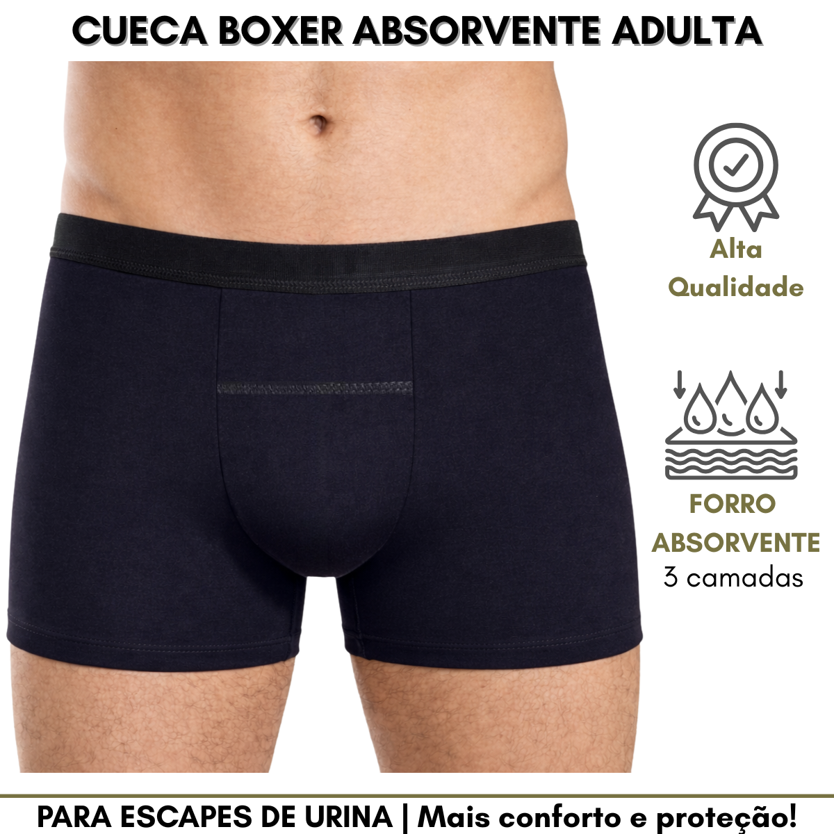 Cueca Boxer Absorvente de Urina Adulto