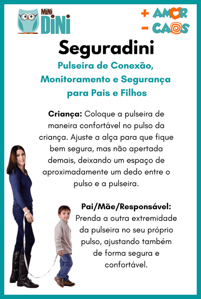 SEGURADINI - Pulseira de Conexão, Monitoramento e Segurança para Pais e Filhos; Pulseira Anti-Perda Infantil - Minidini