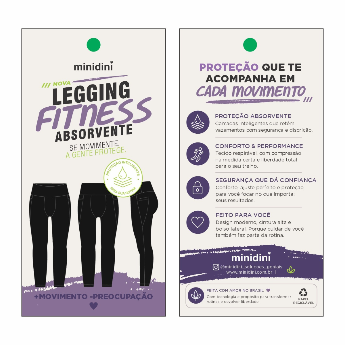  legging fitness à nossa Tecnologia de Proteção Tripla Absorvente - TAG