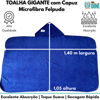 Secadini Kids Microfibra - Toalha Infantil Gigante com Capuz