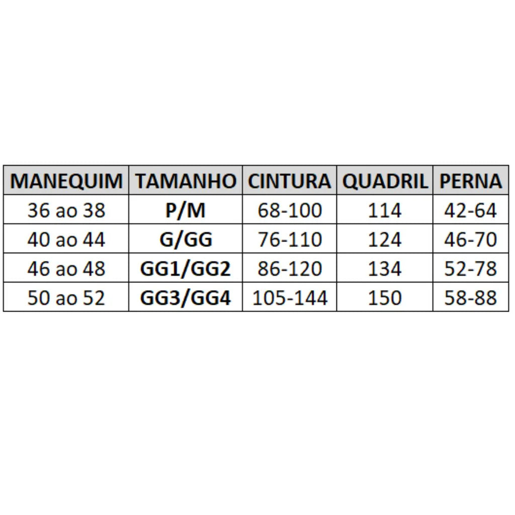 TABELA DE TAMANHOS