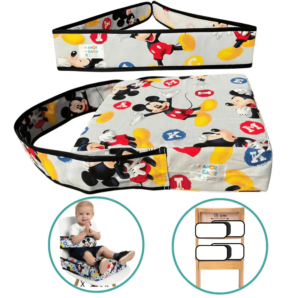 KIT XÔ CADEIRÃO - Assento de Elevação GRANDINI + Faixa AGARRADINI para Alimentação Prática - Minidini