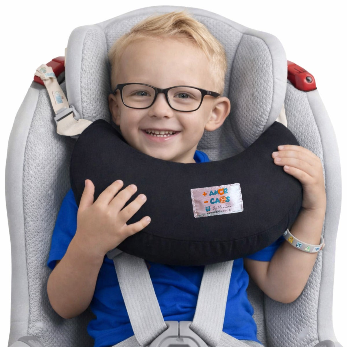 Almofada de Pescoço Infantil com Fixação no Banco para Viagem | NanaDini