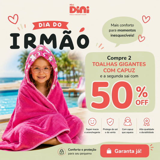 Secadini Kids — Toalha Infantil com Capuz Extra Grande
