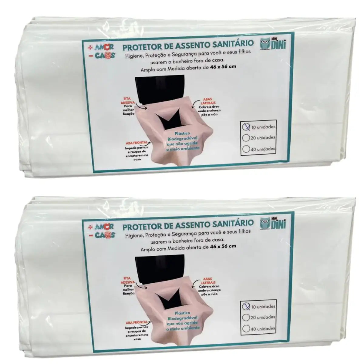 Protegidini MiniDini dobrado de forma compacta com dois kits opção economica com desconto