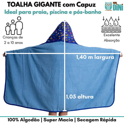 Secadini Kids — Toalha Infantil com Capuz Grande e Confortável
